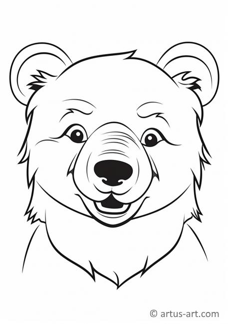 Página de colorir de urso fofo para crianças